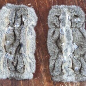 Faux Fur Leg Jeweled Warmers